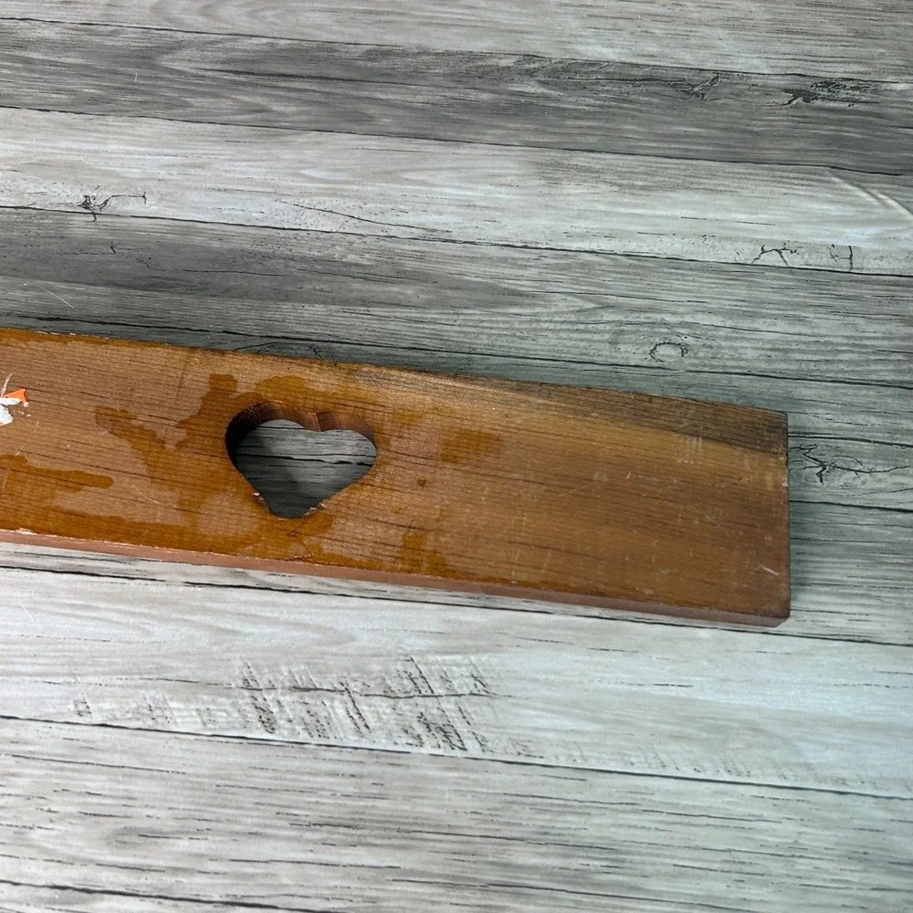 Heart Cut Out Wooden Peg Rack Coat Hat Rack Wall Hanging Country Rustic